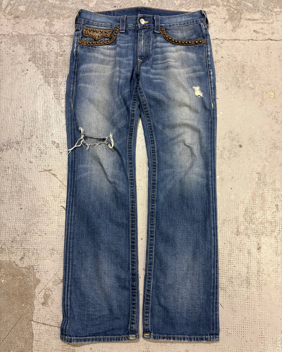 True Religion Blue Studded Denim Jeans yKlSvWB 1