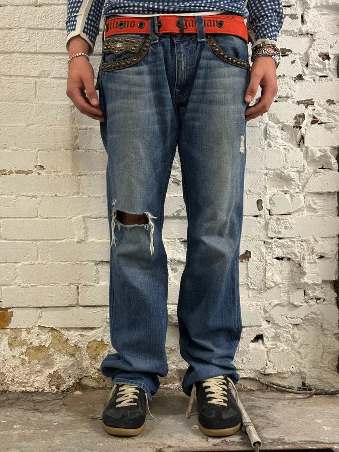 True Religion Blue Studded Denim Jeans yKlSvWB 2