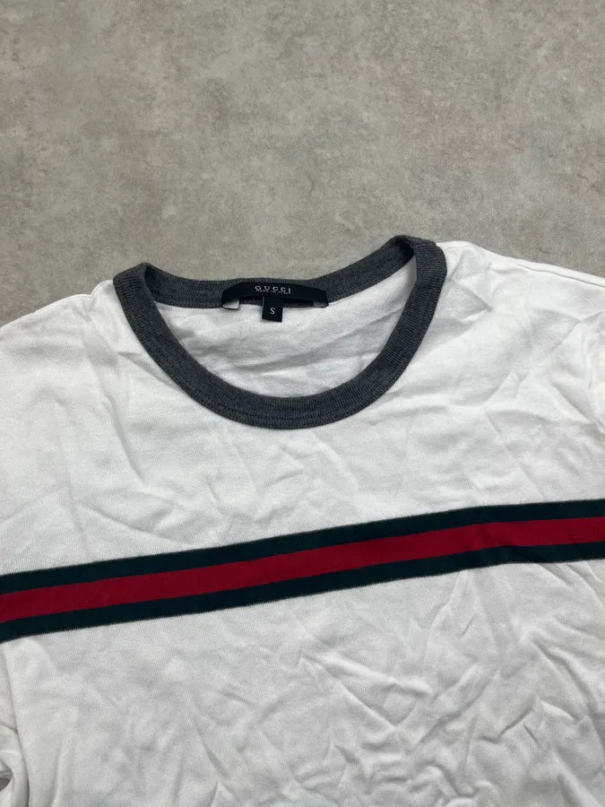 SS2015 Gucci White Signature Striped T-shirt eVbhwQB 4