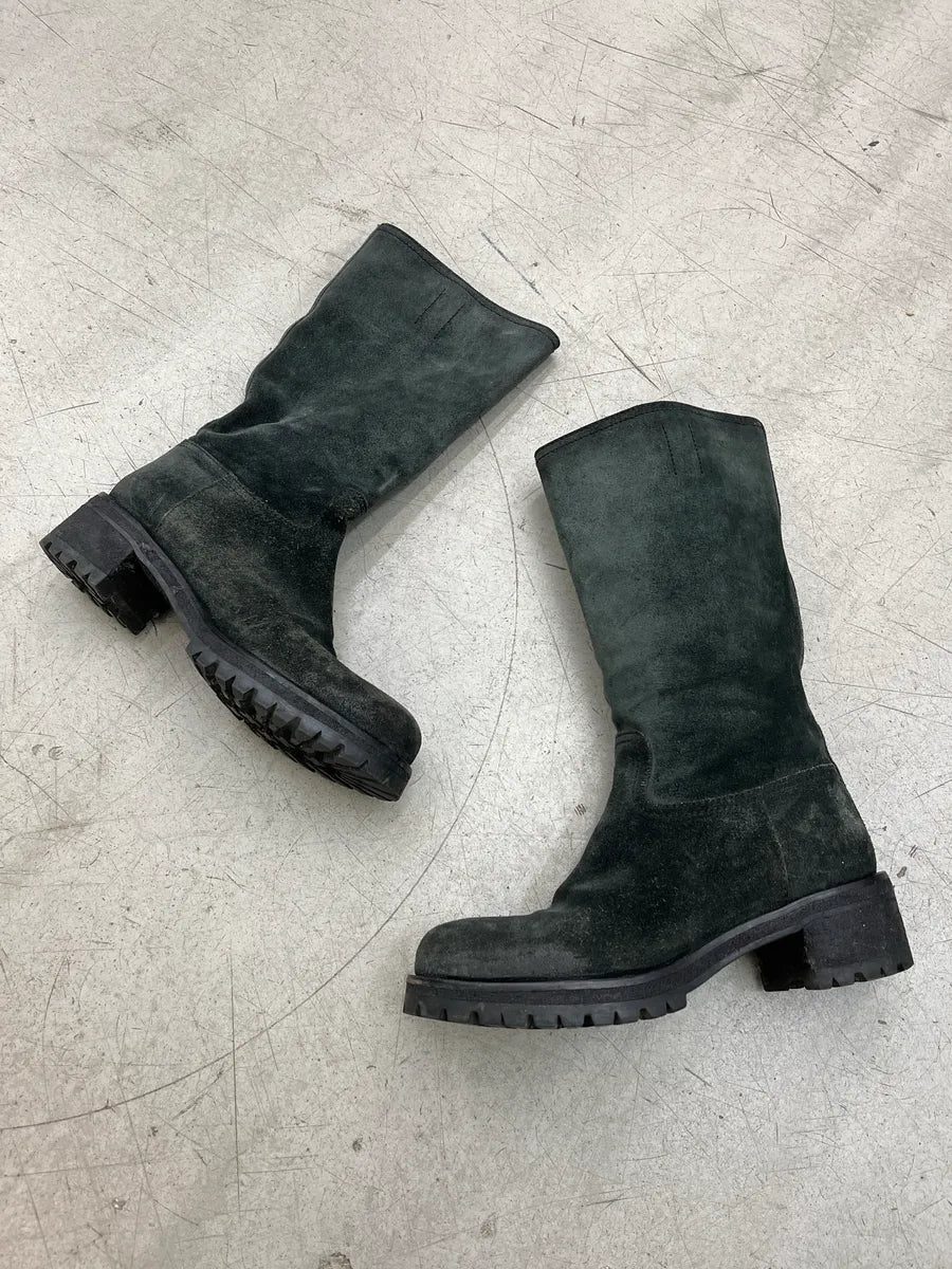 2000s Prada Distressed Black Suede Leather Ankle Boots ttKbsQrl 1