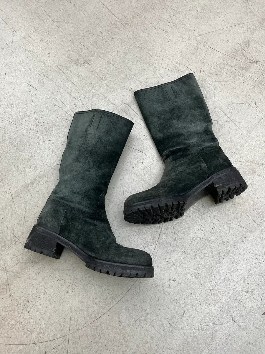 2000s Prada Distressed Black Suede Leather Ankle Boots ttKbsQrl 2