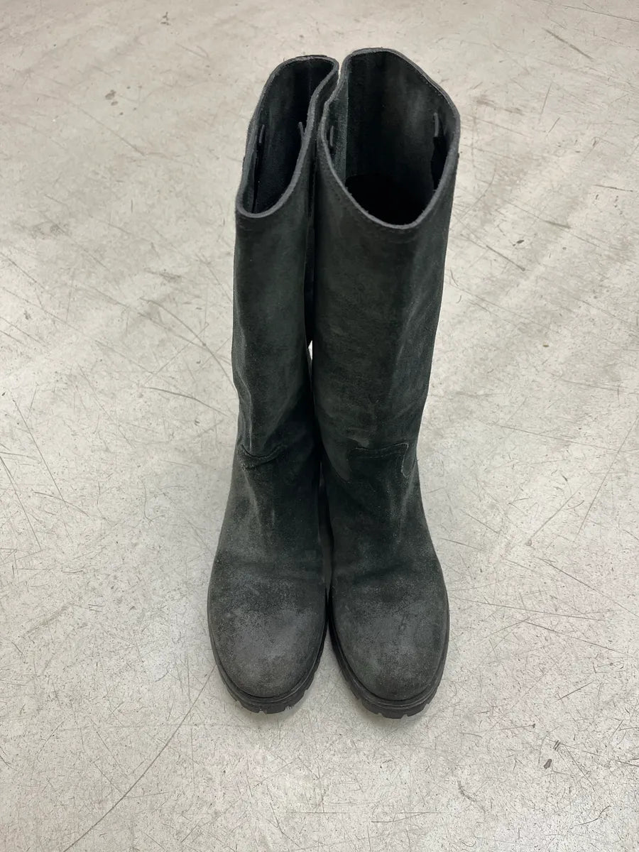 2000s Prada Distressed Black Suede Leather Ankle Boots ttKbsQrl 3