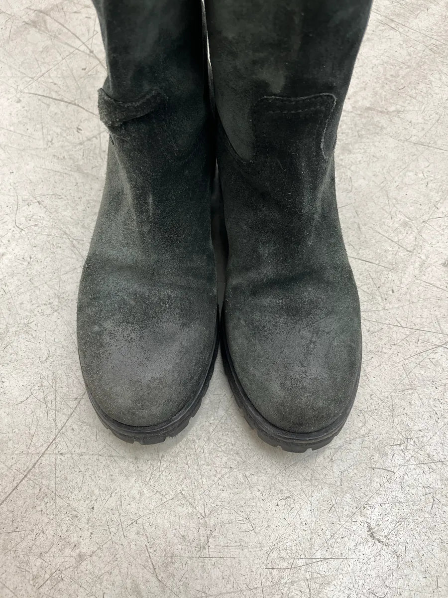2000s Prada Distressed Black Suede Leather Ankle Boots ttKbsQrl 4