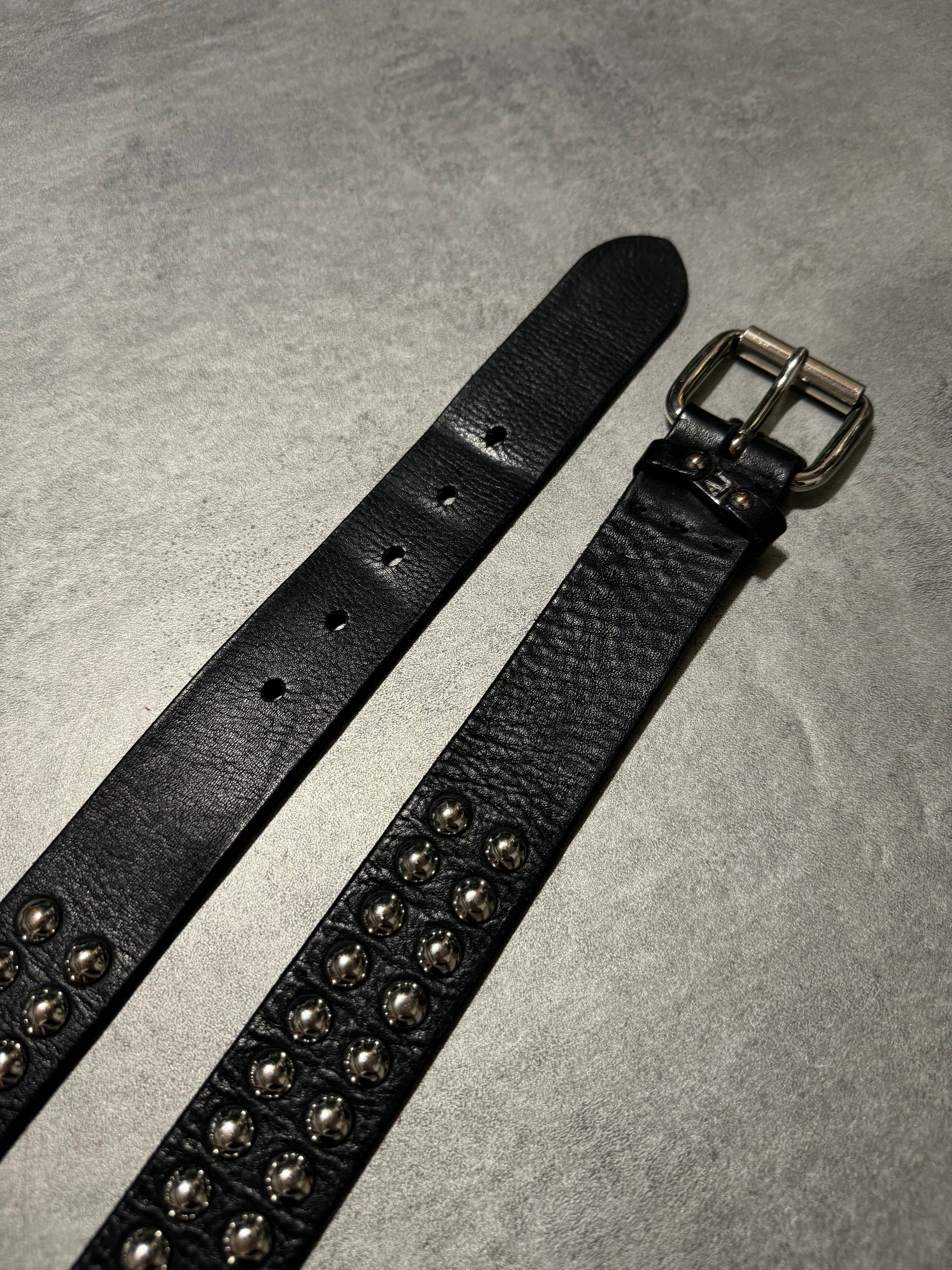 Armani Black Embellished Studded Leather Belt (OS) - 6