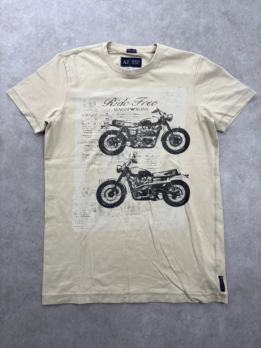 2010s Armani Beige Motorcycle Ride Free T-Shirt tuWOtYzt 0