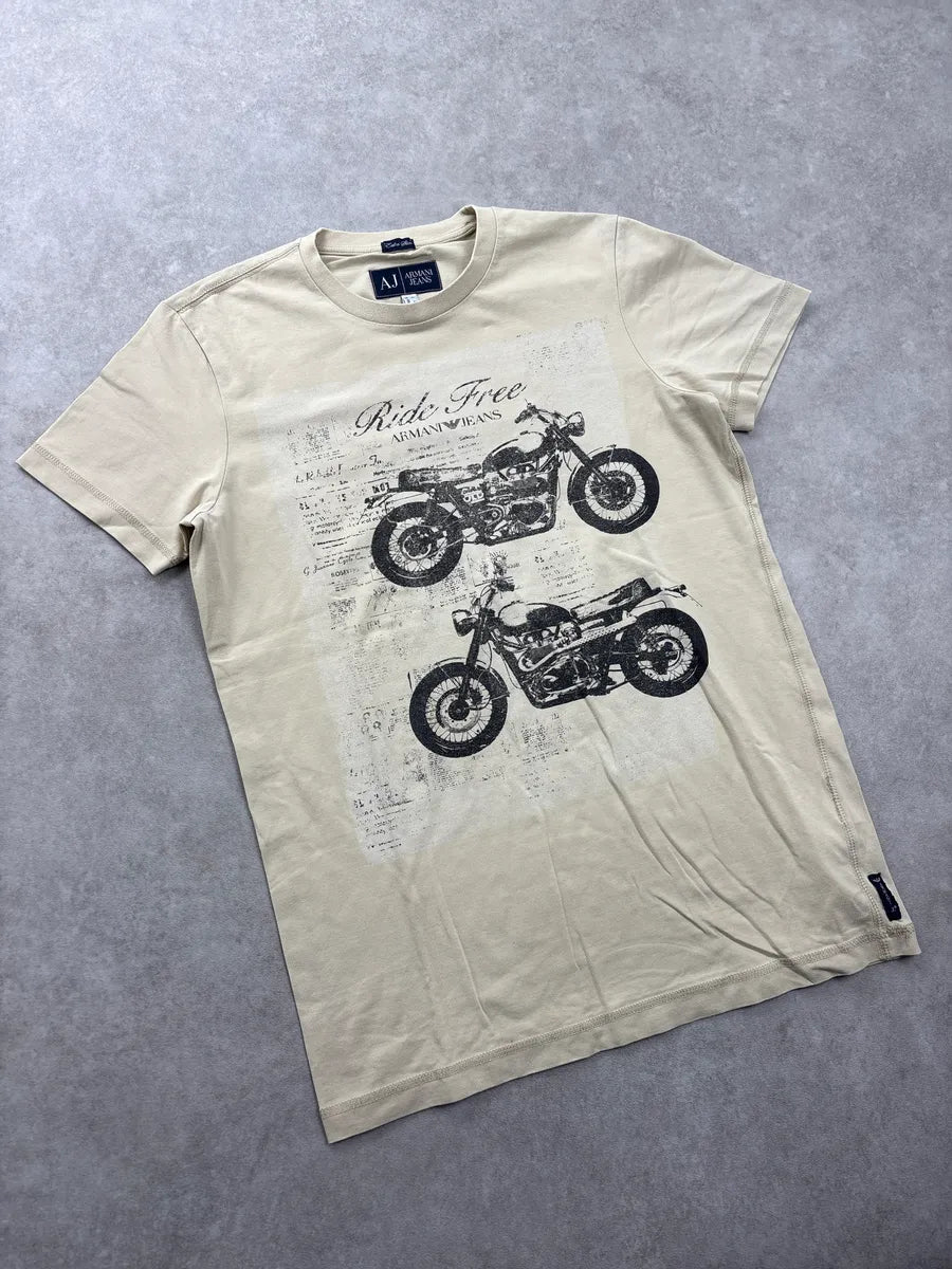 2010s Armani Beige Motorcycle Ride Free T-Shirt tuWOtYzt 3
