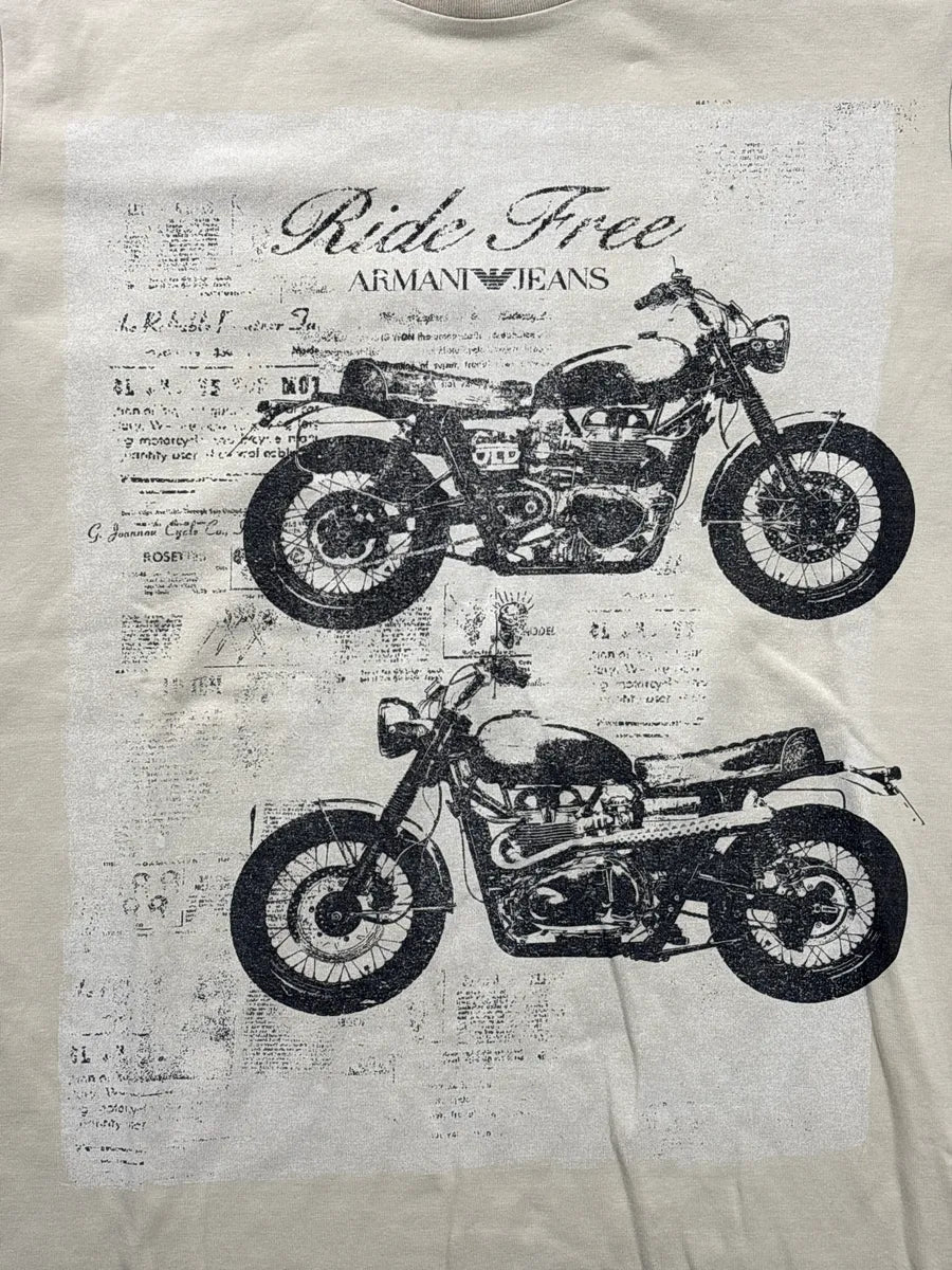 2010s Armani Beige Motorcycle Ride Free T-Shirt tuWOtYzt 6