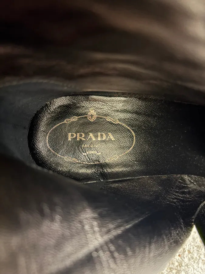 AW2008 Prada Black Leather Raw Heels (39.5eu/us6.5) QmAxVTN 8
