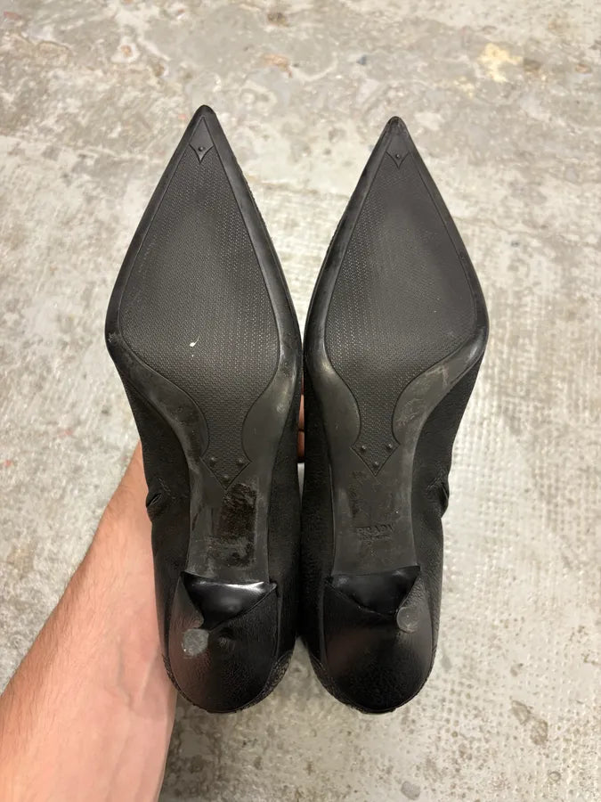 AW2008 Prada Black Leather Raw Heels (39.5eu/us6.5) QmAxVTN 6