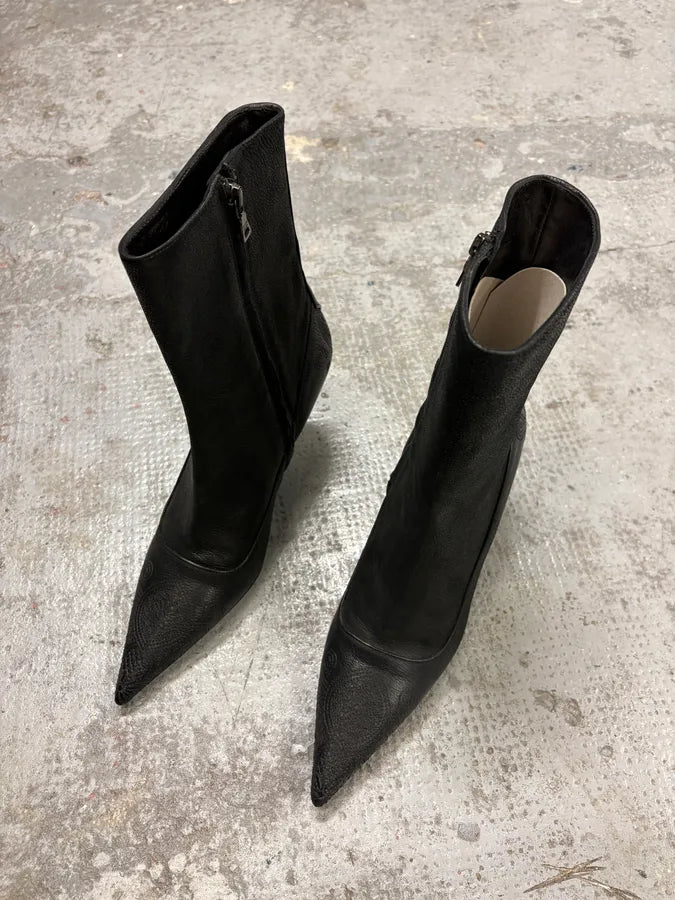 AW2008 Prada Black Leather Raw Heels (39.5eu/us6.5) QmAxVTN 2