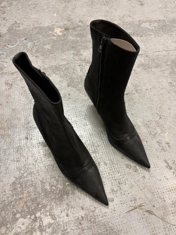 AW2008 Prada Black Leather Raw Heels (39.5eu/us6.5) QmAxVTN 3
