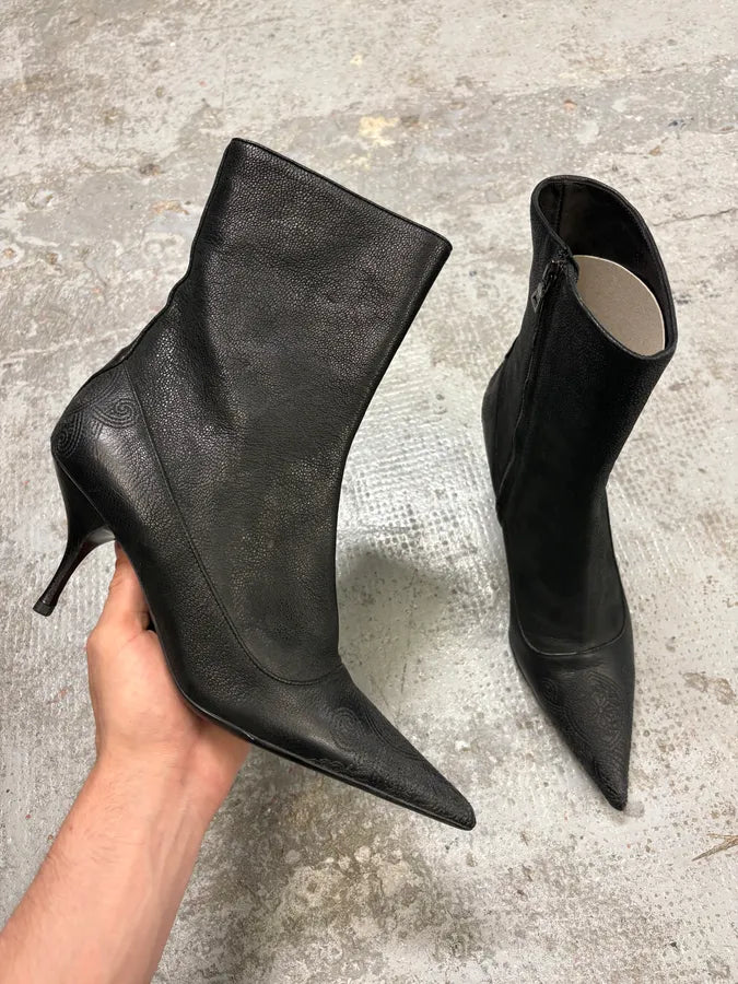 AW2008 Prada Black Leather Raw Heels (39.5eu/us6.5) QmAxVTN 0