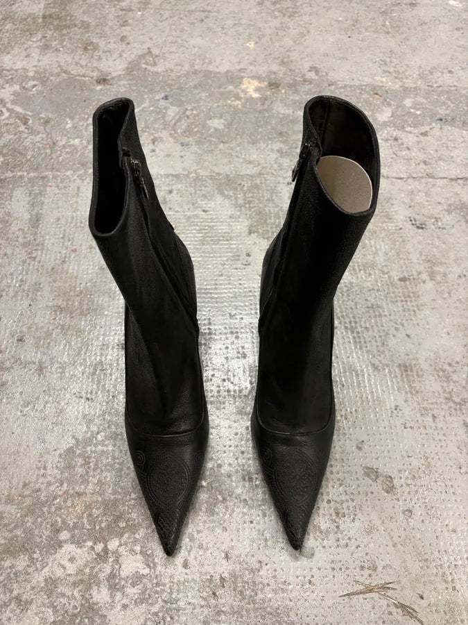 AW2008 Prada Black Leather Raw Heels (39.5eu/us6.5) QmAxVTN 1