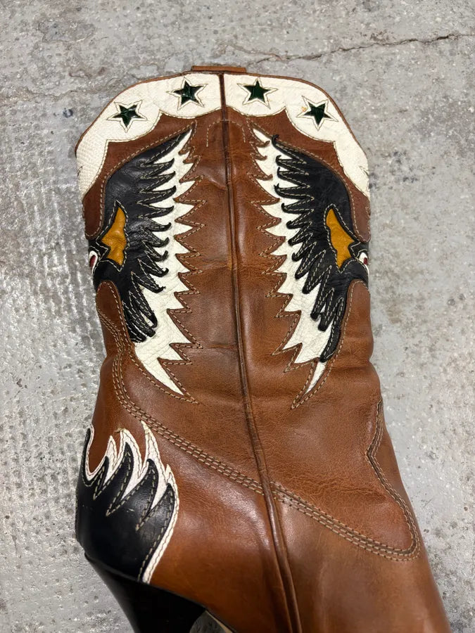 Dolce & Gabbana Leather Cowboy Santiags Star Heels Boots (38eu/us5.5) MTXShSJ 3