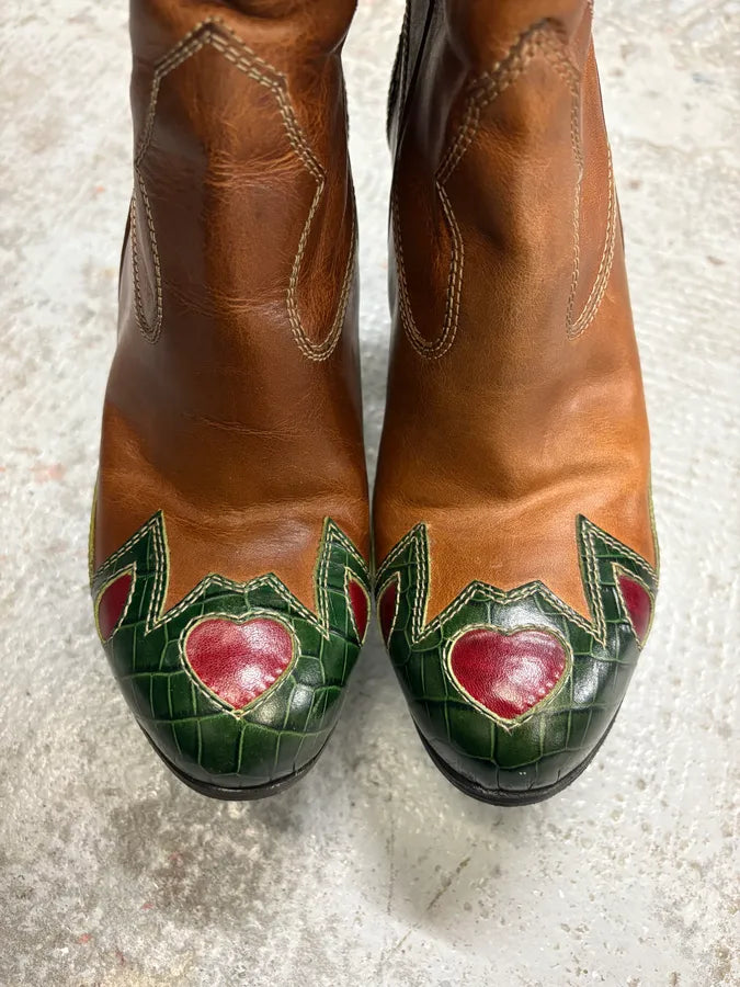 Dolce & Gabbana Leather Cowboy Santiags Star Heels Boots (38eu/us5.5) MTXShSJ 1