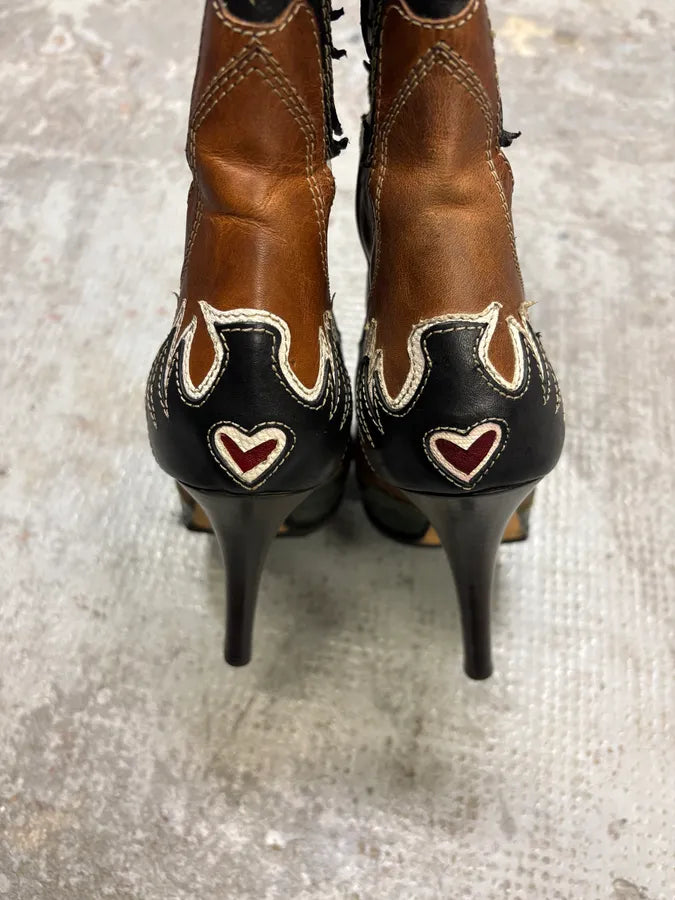 Dolce & Gabbana Leather Cowboy Santiags Star Heels Boots (38eu/us5.5) MTXShSJ 2