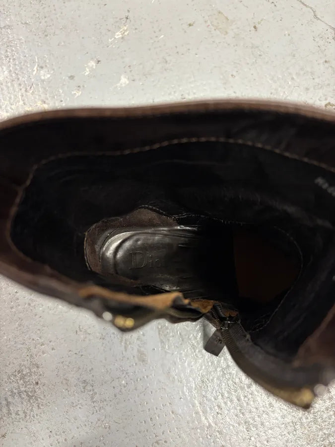 Dior Brown Leather Ankle Boots (41eu/us8) NTtUmTX 9