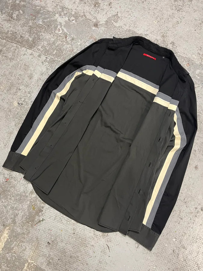 SS2008 Prada Lined Black Grey Shirt NPTLFQw 4