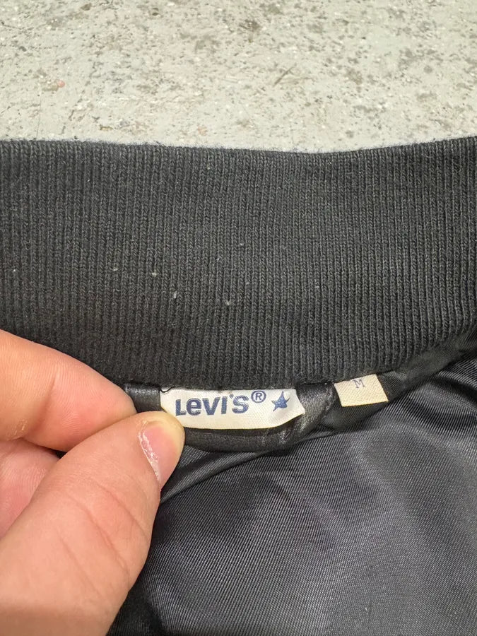 Levis Biker Trucker Mixed Black Leather Jacket (S) BZqDiJA 9