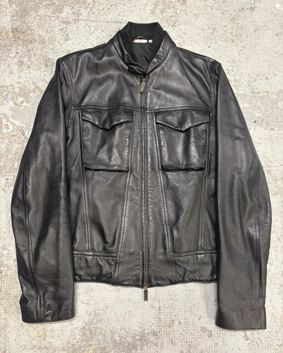 Levis Biker Trucker Mixed Black Leather Jacket (S) BZqDiJA 0