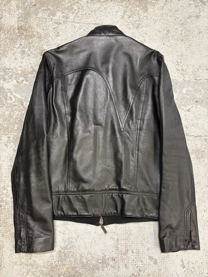 Levis Biker Trucker Mixed Black Leather Jacket (S) BZqDiJA 5