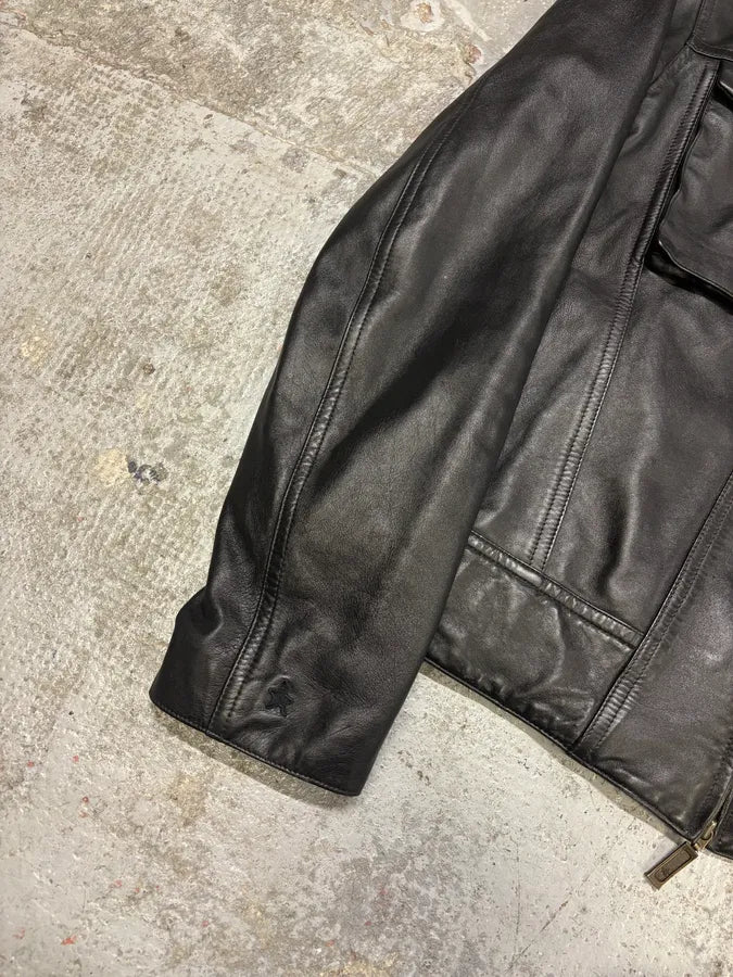 Levis Biker Trucker Mixed Black Leather Jacket (S) BZqDiJA 7