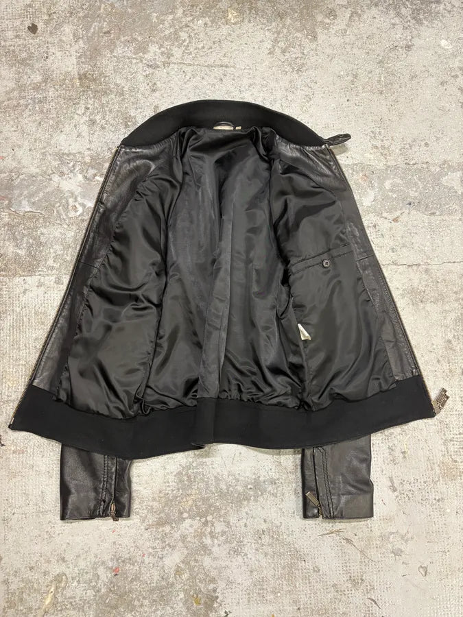 Levis Biker Trucker Mixed Black Leather Jacket (S) BZqDiJA 6