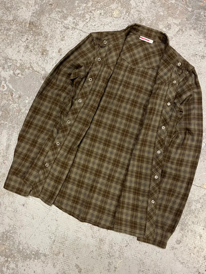 2000s Prada Green Checked Shirt XyQtrnE 4