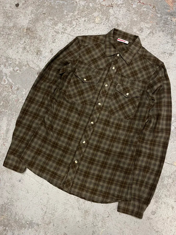 2000s Prada Green Checked Shirt XyQtrnE 3