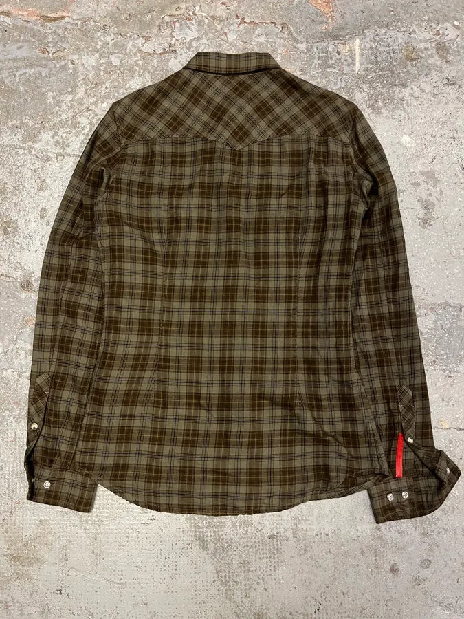 2000s Prada Green Checked Shirt XyQtrnE 5