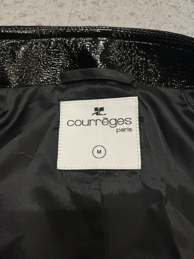 Courreges Black Vinyl Leather Cardigan Jacket (M/L) PsTJLqx 6