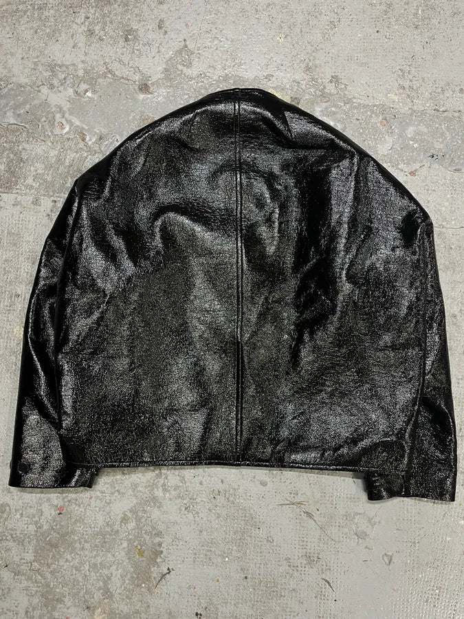 Courreges Black Vinyl Leather Cardigan Jacket (M/L) PsTJLqx 3