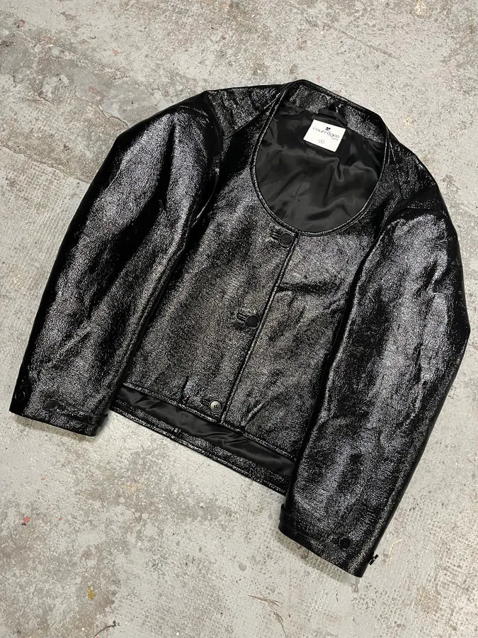 Courreges Black Vinyl Leather Cardigan Jacket (M/L) PsTJLqx 1
