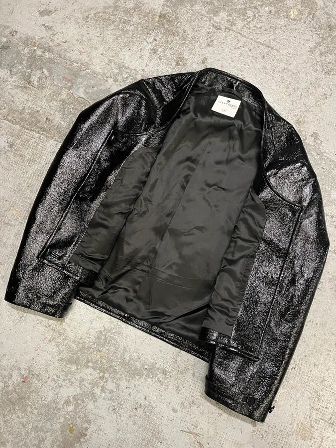 Courreges Black Vinyl Leather Cardigan Jacket (M/L) PsTJLqx 2