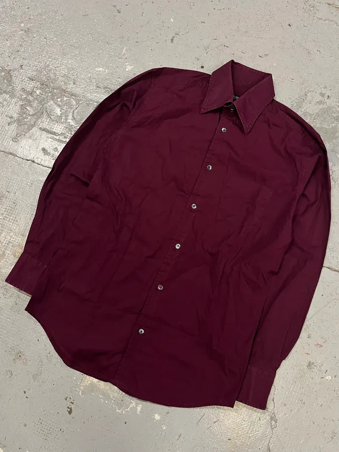 2000s Dolce & Gabbana Burgundy Buttoned Up Shirt glwLcGZ 3