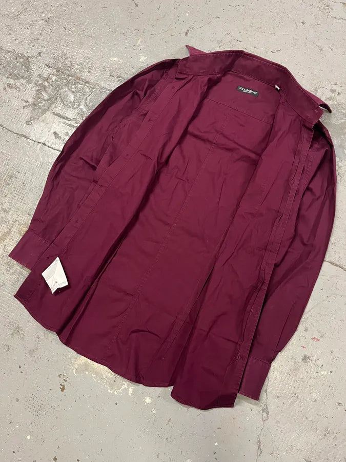 2000s Dolce & Gabbana Burgundy Buttoned Up Shirt glwLcGZ 4