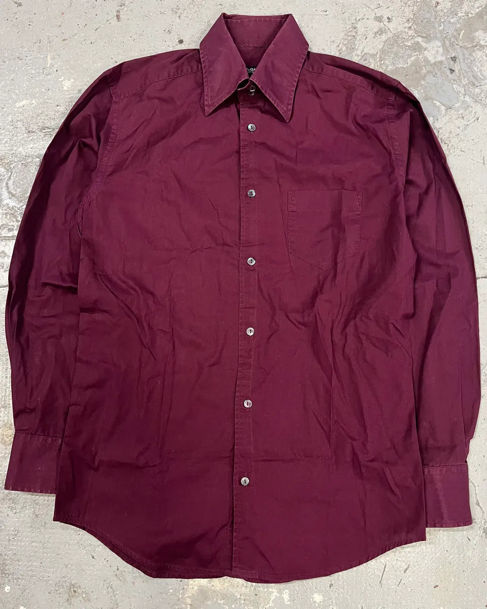 2000s Dolce & Gabbana Burgundy Buttoned Up Shirt glwLcGZ 0
