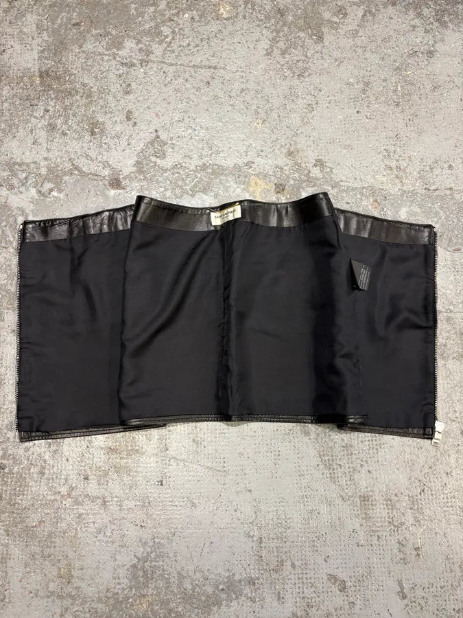 SS2013 Saint Laurent Black Zip Rock Leather Skirt JfQozkj 4