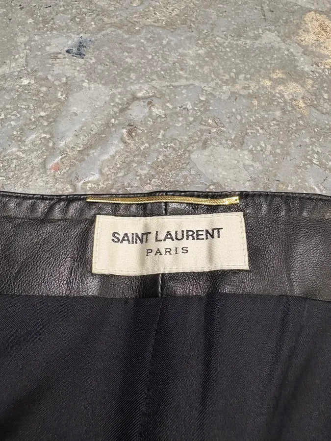 SS2013 Saint Laurent Black Zip Rock Leather Skirt JfQozkj 6