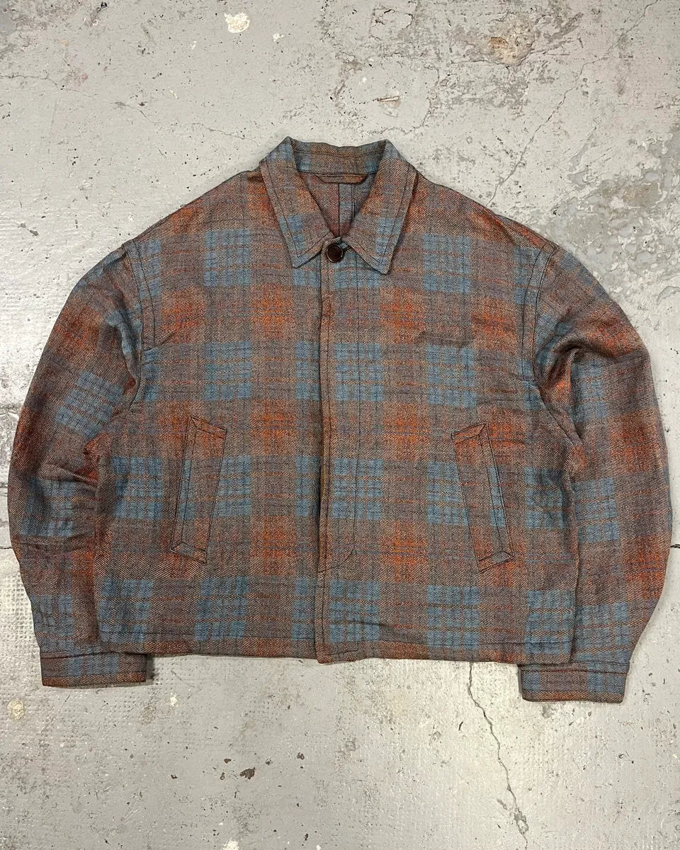 Dries Van Noten Orange & Blue Plaid Button Up Overshirt jxwgRGM 0