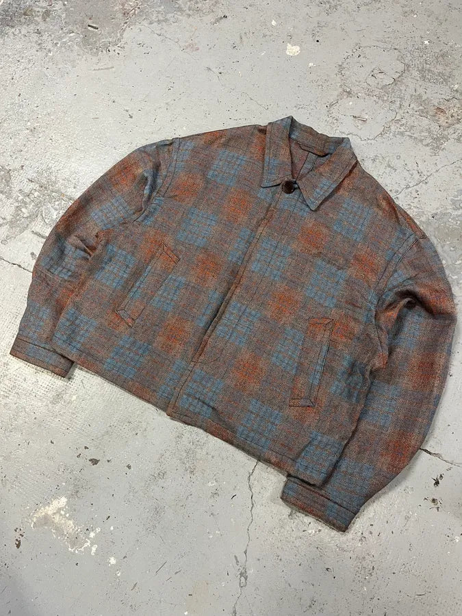 Dries Van Noten Orange & Blue Plaid Button Up Overshirt jxwgRGM 3