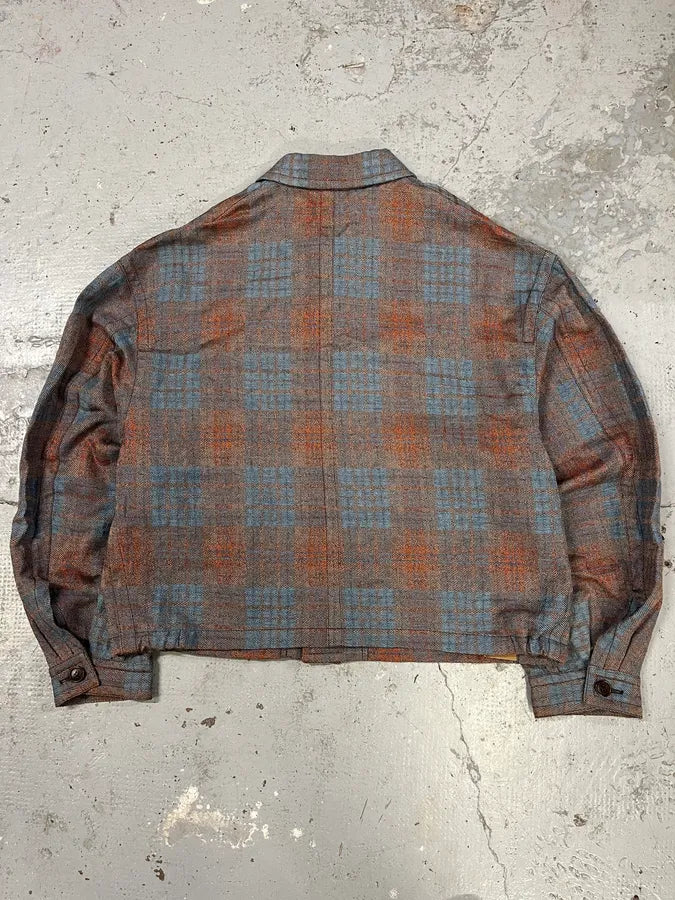 Dries Van Noten Orange & Blue Plaid Button Up Overshirt jxwgRGM 6