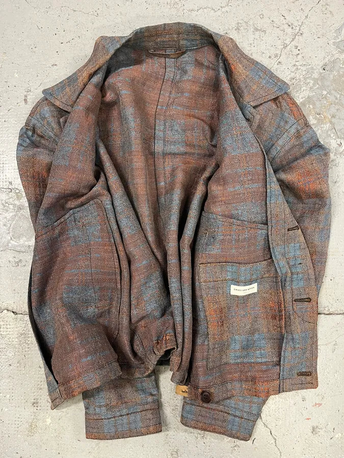 Dries Van Noten Orange & Blue Plaid Button Up Overshirt jxwgRGM 5
