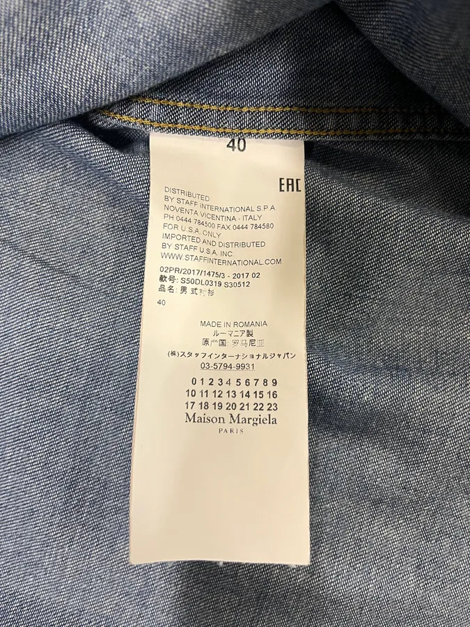 AW2017 Maison Margiela Blue Faded Denim Snap Shirt (M) yAZTnCN 9