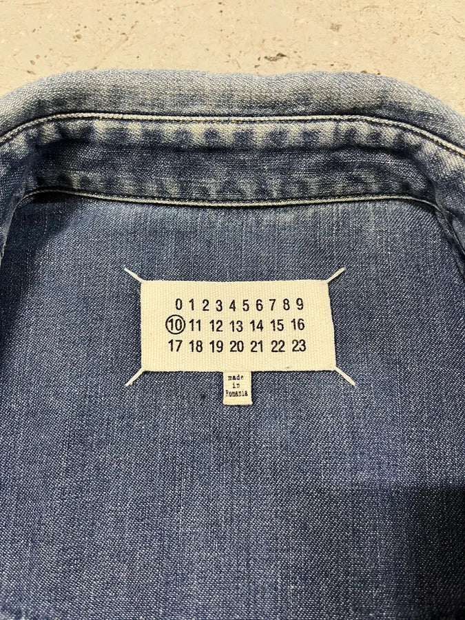 AW2017 Maison Margiela Blue Faded Denim Snap Shirt (M) yAZTnCN 8