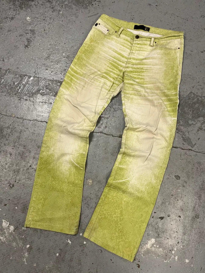SS2004 Cavalli Green Vitality Faded White Pants zMUQXQA 4