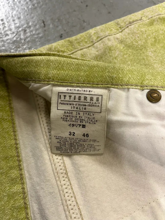 SS2004 Cavalli Green Vitality Faded White Pants zMUQXQA 8