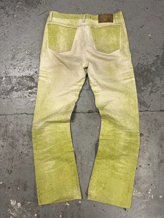 SS2004 Cavalli Green Vitality Faded White Pants zMUQXQA 6