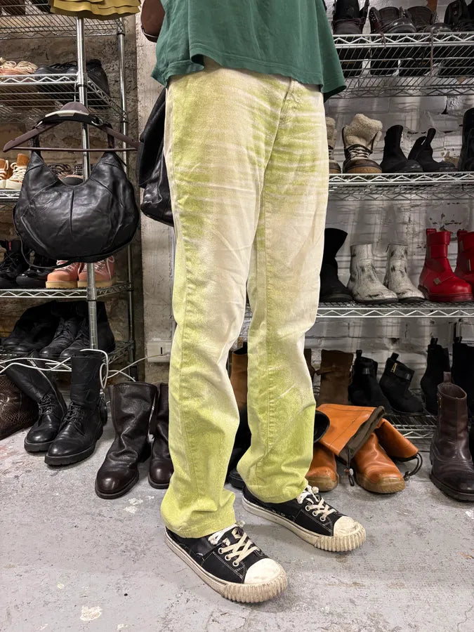 SS2004 Cavalli Green Vitality Faded White Pants zMUQXQA 2