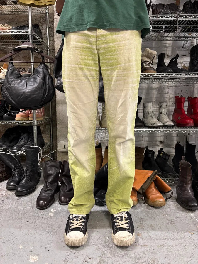 SS2004 Cavalli Green Vitality Faded White Pants zMUQXQA 1